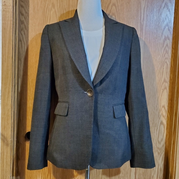 Tahari Arthur S. Levine one button blazer dark olive business casual size 4 - Picture 1 of 11